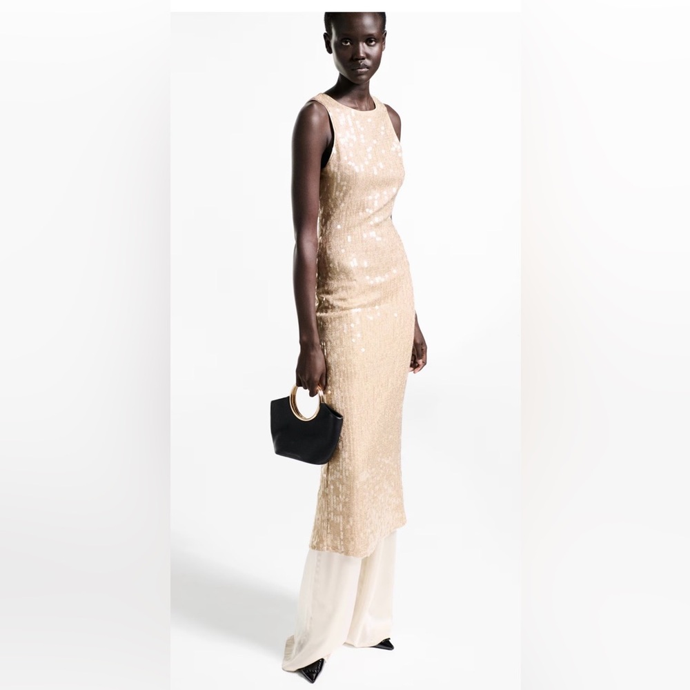 Mango Scoop-Back Sequin Midi